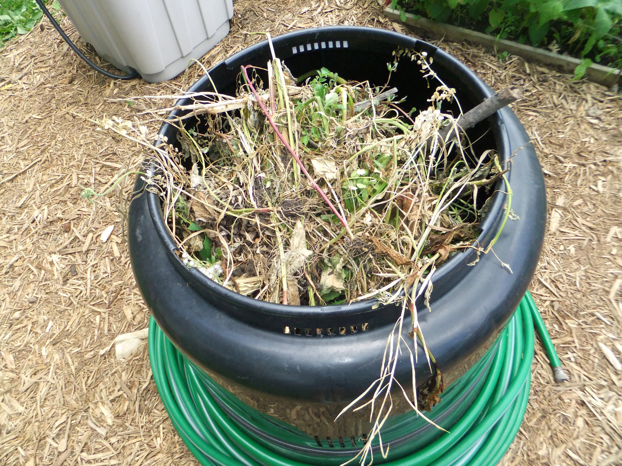 A full compost bin