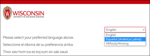 Screenshot of Qualtrics form option to select preferred language